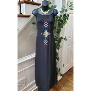 Altar's State Women's Black Polyester Round Neck Sleeveless Long Maxi Dress XS